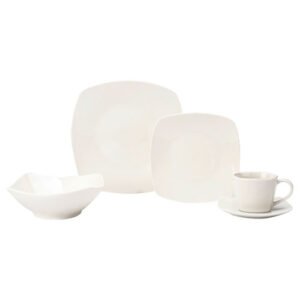 VAJILLA CUADRADA DE PORCELANA PARA 4 PERSONAS DE 20 PIEZAS
