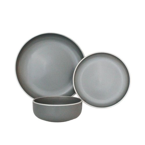 VAJILLA DE CERAMICA DE 12 PIEZAS COLOR GRIS