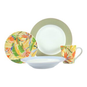 VAJILLA FLOREADA DE PORCELANA PARA 4 PERSONAS DE 16 PIEZAS