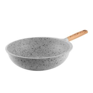 WOK DE 30 CM DE ALUMINIO FUNDIDO VOLCANO ROCK GRIS