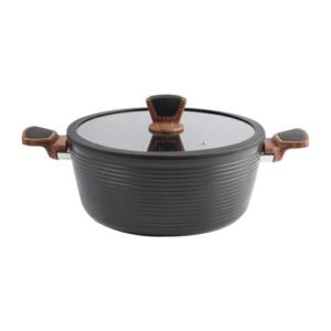 CACEROLA DE 6 L DE ALUMINIO CON TAPA COLOR NEGRO