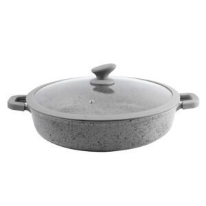 CACEROLA DE 7.5 L DE ALUMINIO FUNDIDO COLOR GRIS CON TAPA