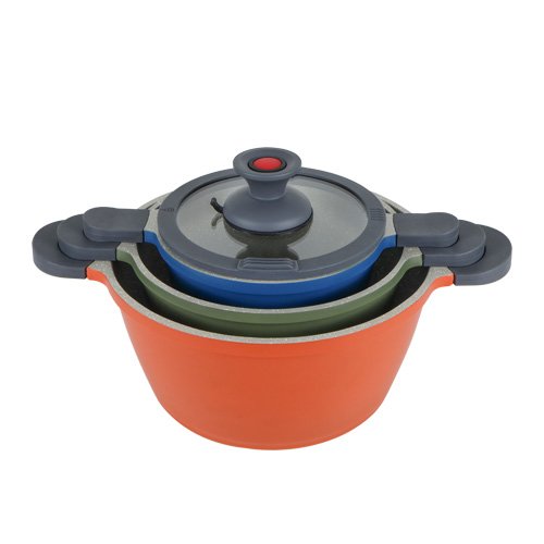 JUEGO DE CACEROLAS APILABLES 7 PZAS PRACTICOOK