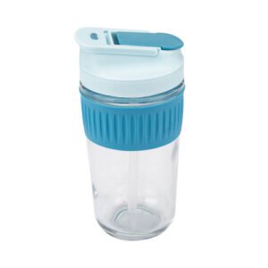 Botella de Vidrio Infantil Azul 450ml | Funda de Silicona Antigolpes