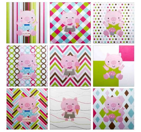 JUEGO DE 9 CUADROS DE MDF Y PVC DE 25 25 CM CU