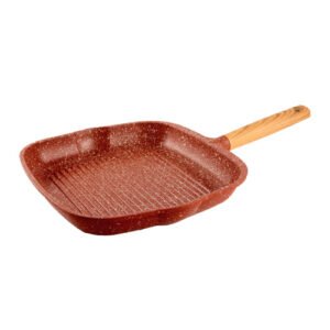 PARRILLA CUADRADA DE ALUMINIO FUNDIDO DE 28 CM VOLCANO ROCK NARANJA