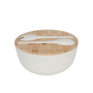 ENSALADERA DE 4L CON CUBIERTOS Y TAPA DE BAMBU