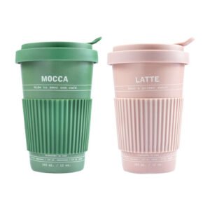 JUEGO DE 2 VASOS DE PORCELANA CON TAPA