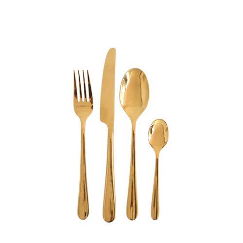 JUEGO DE 16 CUBIERTOS PARA 4 PERSONAS COLOR DORADO