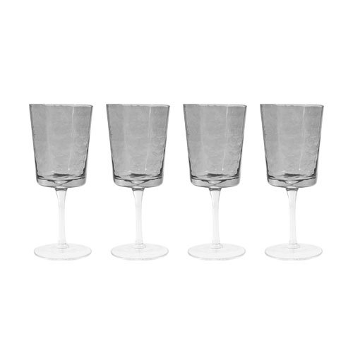 SET DE 4 COPAS ALTAS DE 260 ML DE VIDRIO GRIS