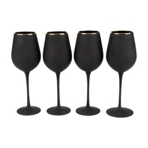 SET DE 4 COPAS DE 450 ML DE VIDRIO NEGRO