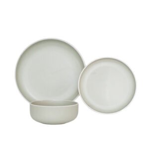 VAJILLA DE CERAMICA DE 12 PIEZAS COLOR VERDE OLIVO