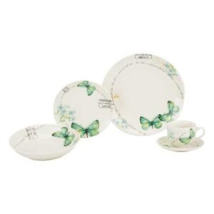 VAJILLA DE MARIPOSAS DE PORCELANA PARA 4 PERSONAS DE 20 PIEZAS