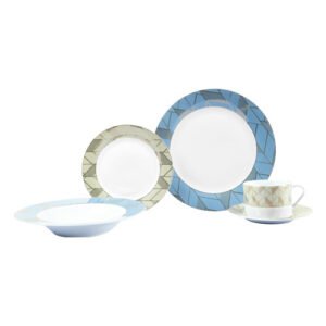 VAJILLA GEOMETRICA DE PORCELANA PARA 4 PERSONAS DE 20 PIEZAS