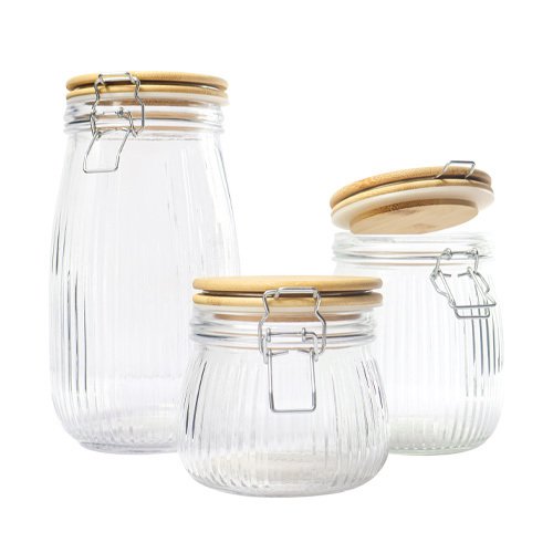 Set de 3 Frascos de Vidrio con Tapa de Bambú STORE3 | Herméticos - Imagen 5