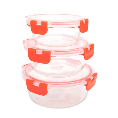 Set de 3 Contenedores Redondos de Vidrio IgorSet | Herméticos y Libres de BPA