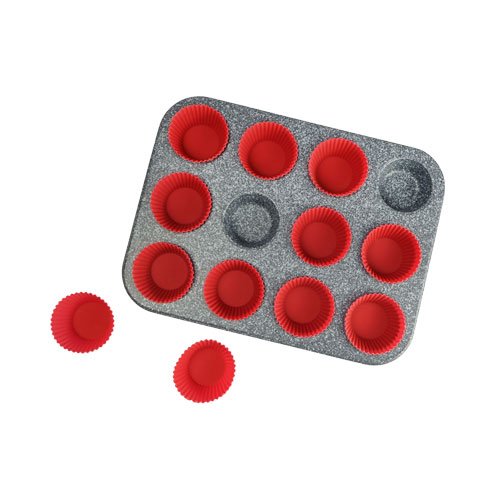 MOLDE PARA CUPCAKES CON CAPACILLOS DE SILICON