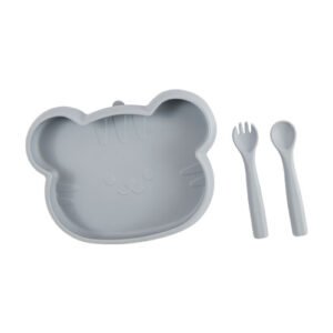 Set de Plato y Cubiertos de Silicón Azul | 650ml | 100% Libre de BPA