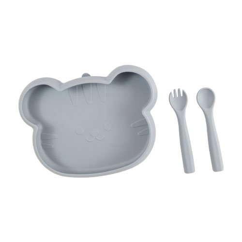 Set de Plato y Cubiertos de Silicón Azul | 650ml | 100% Libre de BPA