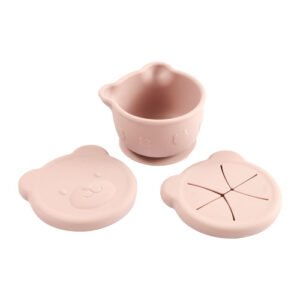 Tazón de Silicón Rosa con Tapas 250ml | Hermético y Seguro para Bebés