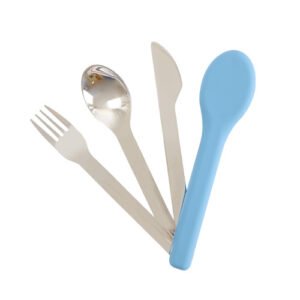 Set de Cubiertos de Acero Inoxidable con Funda de Silicón Azul
