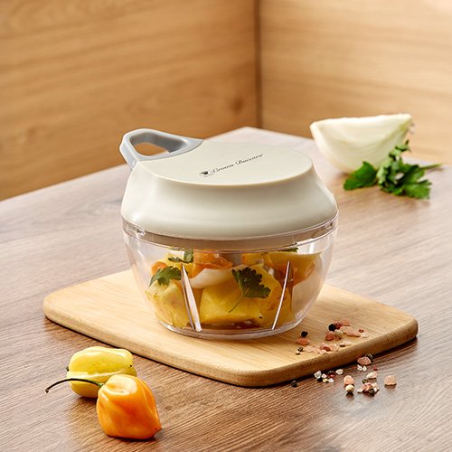 Mini Procesador de Alimentos Manual 400ml | Picador Gris Compacto