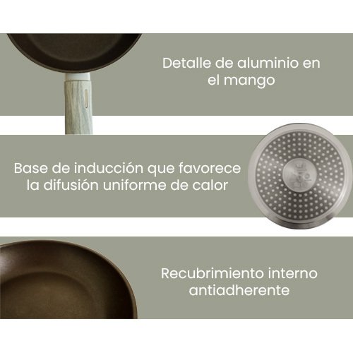 SARTÉN DE 20 CM DE ALUMINIO FORJADO COLOR GRIS - Imagen 3