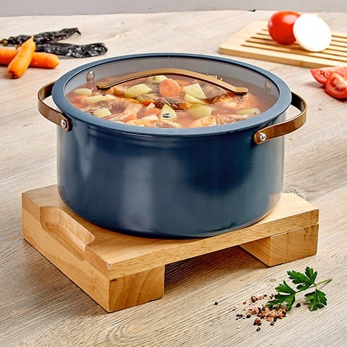 CACEROLA DE 7 L DE ALUMINIO PRENSADO CON TAPA COLOR AZUL